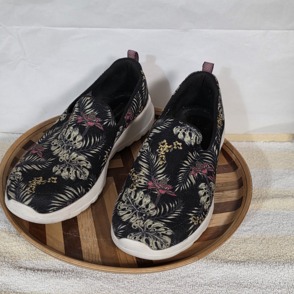 Skechers GoWalk Air Cooled Goga Mat Slip On Shoes Womens Size 8 Black Floral - Picture 7 of 15